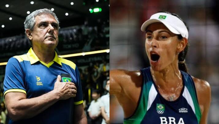 Ana Paula Henkel e José Roberto Guimarães no Hall da Fama do Vôlei