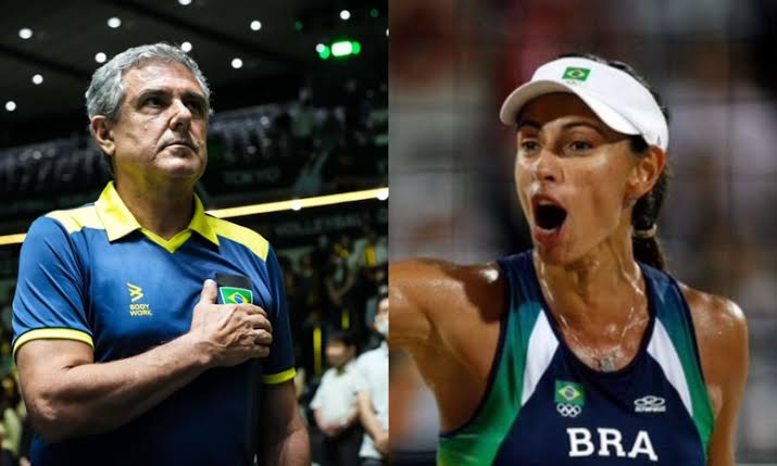 Ana Paula Henkel e José Roberto Guimarães no Hall da Fama do Vôlei